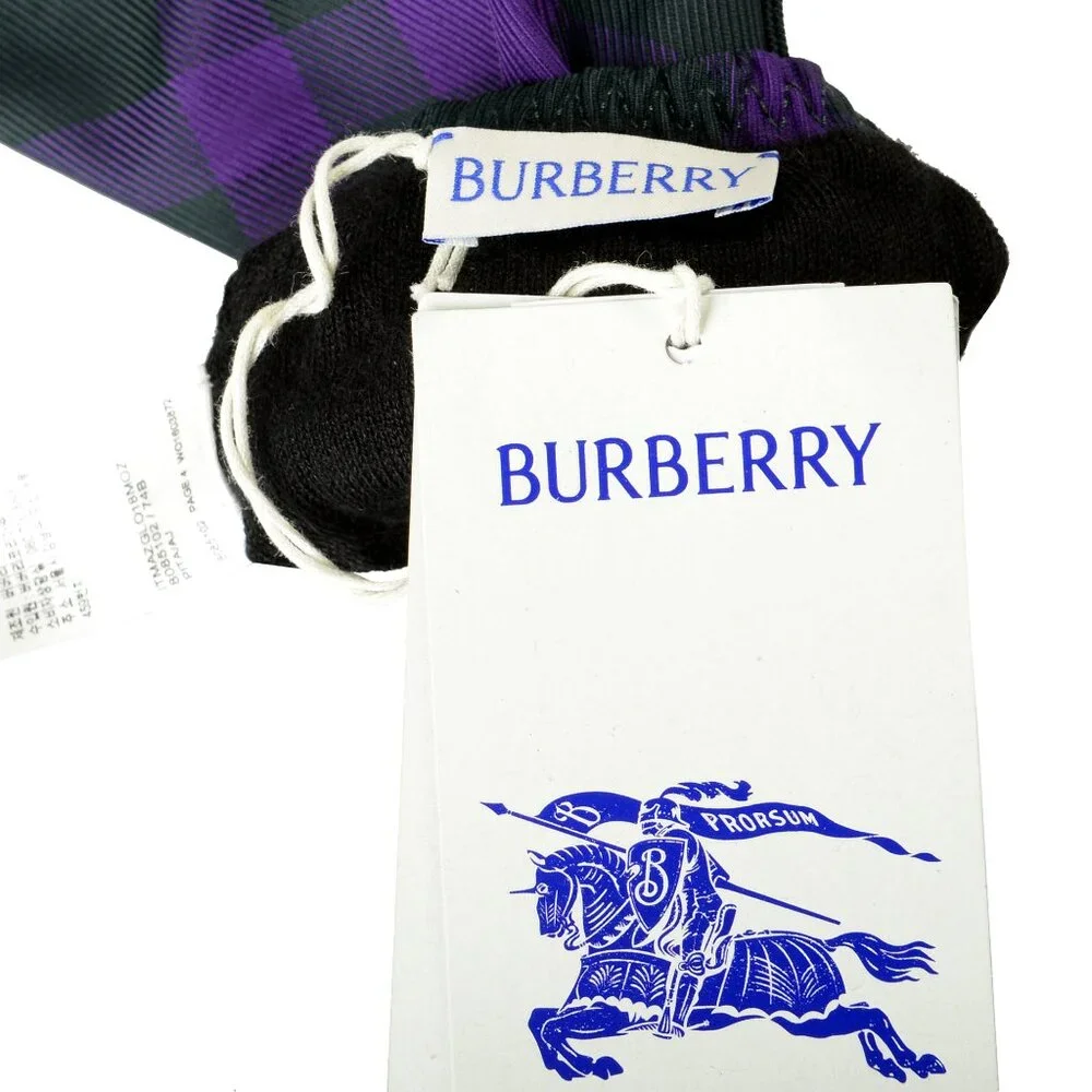 Burberry "LG Check Nylon Glove" Deep Royal IP Check Gloves Sz S - Picture 4 of 4